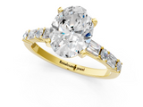 Yellow gold Oval Solitaire with Side Baguettes and Channel Set Band_75