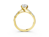 Yellow gold Oval Solitaire with Side Baguettes and Channel Set Band_77