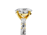 Yellow gold Oval Solitaire with Side Baguettes and Channel Set Band_79