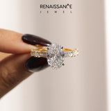 Yellow gold Oval Solitaire with Side Baguettes and Channel Set Band_97