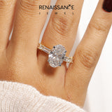 Yellow gold Oval Solitaire with Side Baguettes and Channel Set Band_98