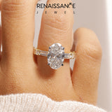 Yellow gold Oval Solitaire with Side Baguettes and Channel Set Band_99