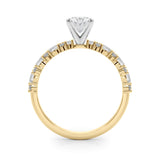 14K Yellow Gold 2.59 Carat D VVS1 Oval Solitaire with Side Stones, Pave Band, Four-Prong Setting