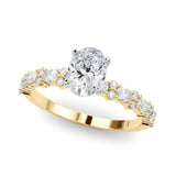14K Yellow Gold 2.59 Carat D VVS1 Oval Solitaire with Side Stones, Pave Band, Four-Prong Setting
