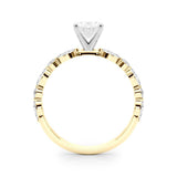 14K Yellow Gold 2.05 Carat E VS1 Oval Solitaire with Side Stones on a Pavé Band and Four-Prong Setting