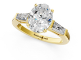 Yellow gold Oval Solitaire with Tapered Baguette Side Stones on a Classic Band with Four-Prong Setting_116