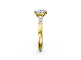 Yellow gold Oval Solitaire with Tapered Baguette Side Stones on a Classic Band with Four-Prong Setting_117