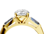 Yellow gold Oval Solitaire with Tapered Baguette Side Stones on a Classic Band with Four-Prong Setting_119