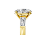 Yellow gold Oval Solitaire with Tapered Baguette Side Stones on a Classic Band with Four-Prong Setting_120