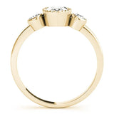 Yellow gold Oval Three-Stone Bezel Set Diamond Ring with Solitaire Band 2