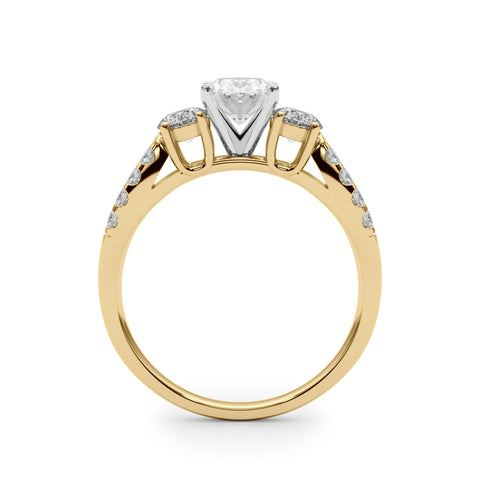 Yellow gold Oval Three-Stone Diamond Ring with Pavé Split Shank and Four-Prong Setting 2