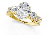 Yellow gold Oval Three-Stone Diamond Ring with Pavé Split Shank and Four-Prong Setting_117