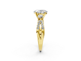 Yellow gold Oval Three-Stone Diamond Ring with Pavé Split Shank and Four-Prong Setting_118
