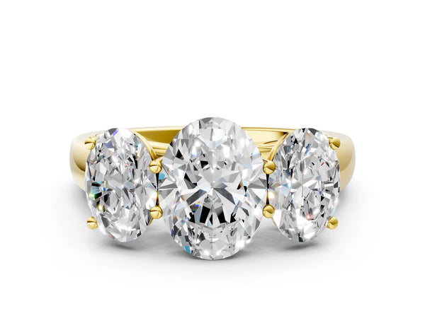 Yellow Gold Oval Side Stone Engagement Ring Setting