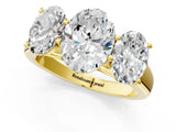 Yellow gold Oval Three-Stone Diamond Ring with Prong Setting on a Classic Band_17