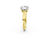 Yellow gold Oval Three-Stone Diamond Ring with Prong Setting on a Classic Band_18