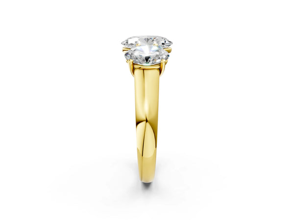 Yellow Gold Oval Side Stone Engagement Ring Setting