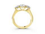 Yellow gold Oval Three-Stone Diamond Ring with Prong Setting on a Classic Band_19