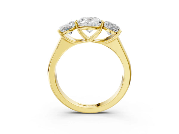 Yellow Gold Oval Side Stone Engagement Ring Setting