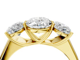 Yellow gold Oval Three-Stone Diamond Ring with Prong Setting on a Classic Band_20