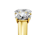 Yellow gold Oval Three-Stone Diamond Ring with Prong Setting on a Classic Band_21