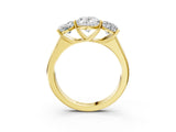 Yellow gold Oval Three-Stone Diamond Ring with Prong Setting on a Classic Band_6