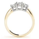 Yellow gold Oval Three-Stone Diamond Ring with Solitaire Band and Four-Prong Setting 2