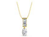 Yellow gold Oval and Baguette Diamond Drop Pendant_5