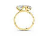 Yellow gold Oval and Cushion Toi Moi Ring with Prong Setting and Micro Pave Band 3