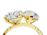 Yellow gold Oval and Cushion Toi Moi Ring with Prong Setting and Micro Pave Band 4
