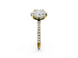 Yellow gold Oval and Cushion Toi Moi Ring with Prong Setting and Pave Band 2