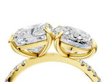 Yellow gold Oval and Cushion Toi Moi Ring with Prong Setting and Pave Band 4