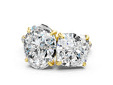 Yellow gold Oval and Cushion Toi Moi Ring with Prong Setting and Pave Band