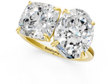 Yellow gold Oval and Cushion Toi Moi Ring with Prong Setting and Plain Band 1
