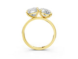 Yellow gold Oval and Cushion Toi Moi Ring with Prong Setting and Plain Band 3