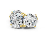 Yellow gold Oval and Cushion Toi Moi Ring with Prong Setting and Plain Band