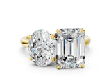 Yellow gold Oval and Emerald Cut Toi Moi Ring with Prong Setting_68