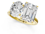 Yellow gold Oval and Emerald Cut Toi Moi Ring with Prong Setting_69