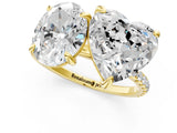 Yellow gold Oval and Heart Toi Moi Ring with Prong Setting and Micro Pave Band 1