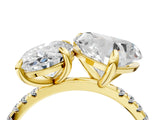 Yellow gold Oval and Heart Toi Moi Ring with Prong Setting and Micro Pave Band 4