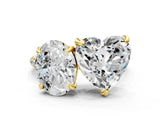 Yellow gold Oval and Heart Toi Moi Ring with Prong Setting and Micro Pave Band