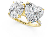 Yellow gold Oval and Heart Toi Moi Ring with Prong Setting and Pave Band 1