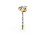 Yellow gold Oval and Heart Toi Moi Ring with Prong Setting and Pave Band 2