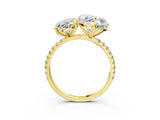 Yellow gold Oval and Heart Toi Moi Ring with Prong Setting and Pave Band 3