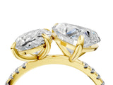 Yellow gold Oval and Heart Toi Moi Ring with Prong Setting and Pave Band 4