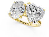 Yellow gold Oval and Heart Toi Moi Ring with Prong Setting and Plain Band_14