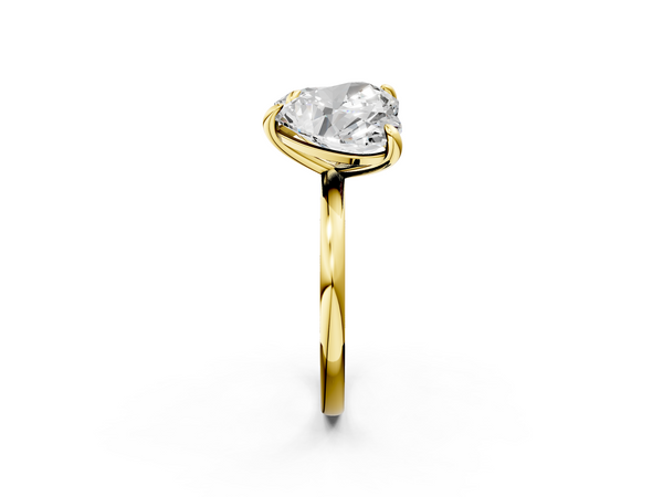 Yellow gold Oval and Heart Toi Moi Ring with Prong Setting and Plain Band
