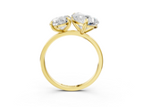 Yellow gold Oval and Heart Toi Moi Ring with Prong Setting and Plain Band_16