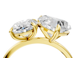 Yellow gold Oval and Heart Toi Moi Ring with Prong Setting and Plain Band_17