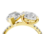 Yellow gold Oval and Marquise Toi Moi Ring with Prong Setting and Micro Pave Band 4